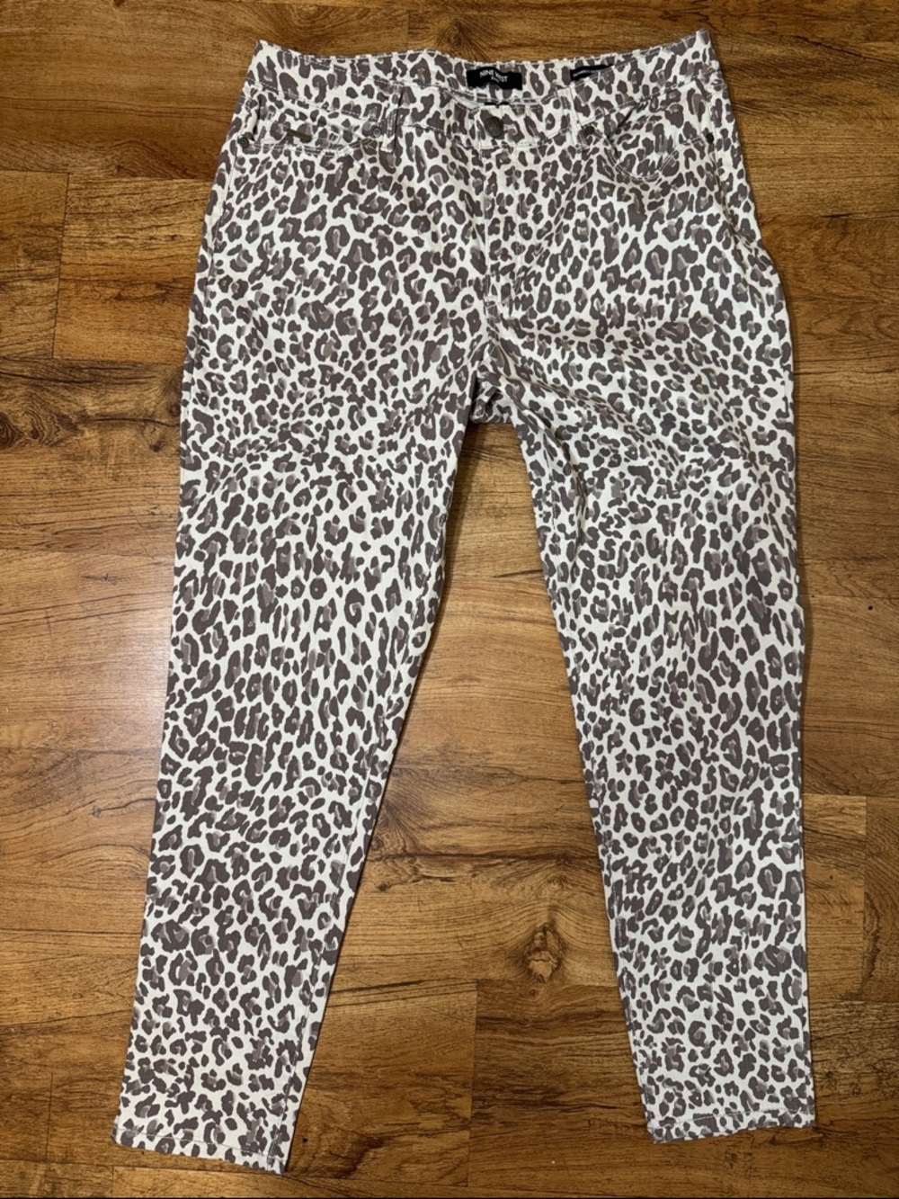Nine West Leopard Print Skinny Jeans - White & Brown